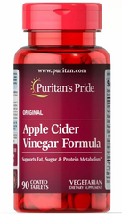 Яблочный уксус, Apple Cider Vinegar, Puritan's Pride, формула, 90 таблеток (PTP-01241), фото