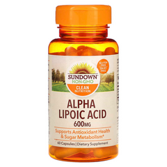 Sundown Naturals, Альфа-липоевая кислота, 600 мг, 60 капсул (SDN-17965), фото