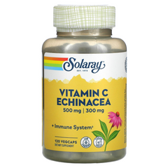 Solaray, витамин C с эхинацеей, 500 мг, 120 растительных капсул (SOR-04394), фото
