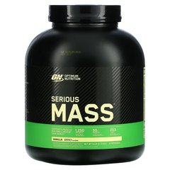 Optimum Nutrition, Serious Mass, порошок для набора веса (гейнер) с высоким содержанием протеина, вкус ванили, 2720 г (OPN-02300), фото
