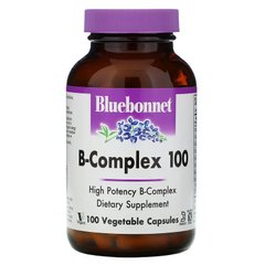 Bluebonnet Nutrition, B-Complex 100, витамины группы B, 100 вегетарианских капсул (BLB-00418), фото