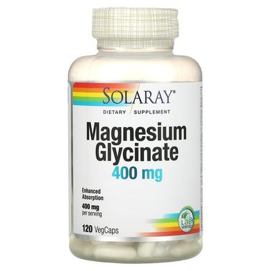 Solaray, глицинат магния, 400 мг, 120 вегетарианских капсул (SOR-39151), фото