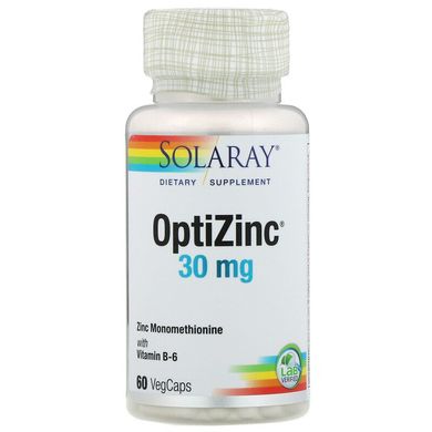 Solaray, OptiZinc, 30 мг, 60 рослинних капсул (SOR-04707), фото