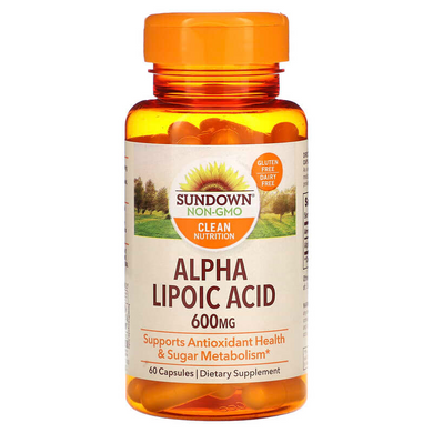 Sundown Naturals, Альфа-ліпоєва кислота, 600 мг, 60 капсул (SDN-17965), фото