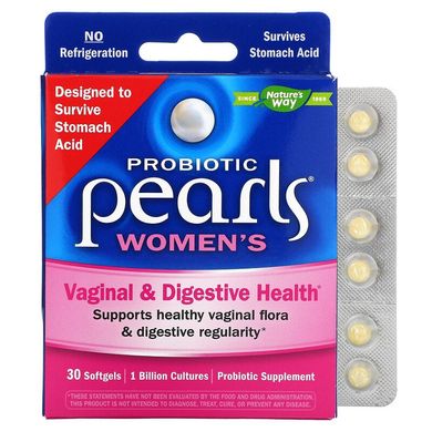 Nature's Way, Probiotic Pearls для жінок, вагінальне здоров'я і здоров'я кишечника, 30 м'яких желатинових капсул (EMT-04213), фото