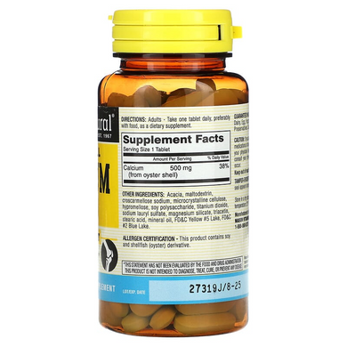 Mason Natural, Кальций из ракушки устрицы, 500 мг, 100 таблеток (MAV-09151), фото