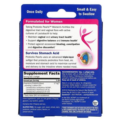 Nature's Way, Probiotic Pearls для жінок, вагінальне здоров'я і здоров'я кишечника, 30 м'яких желатинових капсул (EMT-04213), фото