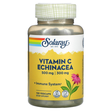 Solaray, вітамін C з ехінацеєю, 500 мг, 120 рослинних капсул (SOR-04394), фото