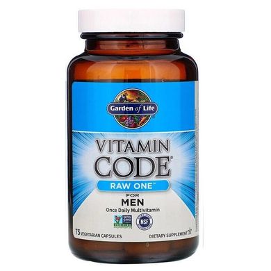 Garden of Life, Vitamin Code, RAW One, мультивитаминная добавка для мужчин (для приема 1 раз в день), 75 вегетарианских капсул (GOL-11402), фото