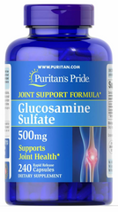 Глюкозамін сульфат, Glucosamine Sulfate, Puritan's Pride, 500 мг, 240 капсул (PTP-17713), фото