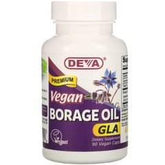 Deva, Premium Vegan Borage Oil, GLA, 90 вегетарианских капсул (DEV-00025), фото