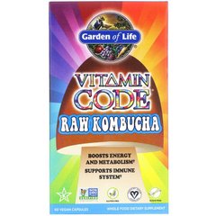 Garden of Life, Vitamin Code, необработанный чайный гриб, 60 веганских капсул (GOL-11393), фото