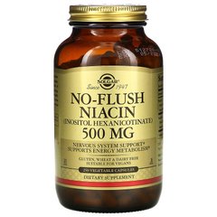Solgar, ниацин, не вызывающий покраснений, 500 мг, 250 растительных капсул (SOL-01912), фото