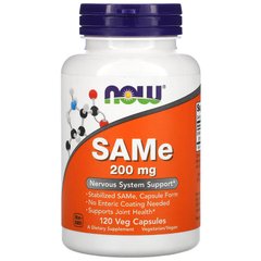NOW Foods, SAMe (дисульфат тозилат), 200 мг, 120 растительных капсул (NOW-00128), фото