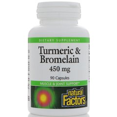 Бромелайн и куркума, Turmeric Bromelain, Natural Factors, 90 капсул (NFS-01738), фото