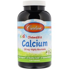 Carlson Labs, Кальций для детей, с натуральным ванильным вкусом, 250 мг, 120 жевательных таблеток (CAR-05084), фото