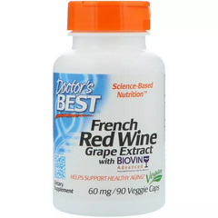 Doctor's Best, Французький екстракт червоного вина 60 мг, BioVin, 90 гелевих капсул (DRB-00058), фото