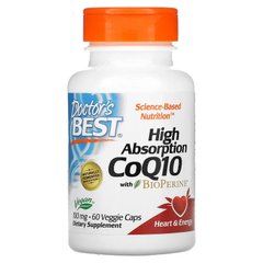 Doctor's Best, высокоусвояемый коэнзим Q10 с BioPerine, 100 мг, 60 вегетарианских капсул (DRB-00069), фото