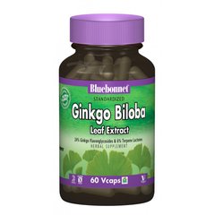 Экстракт листьев Гинкго Билобы, Bluebonnet Nutrition, 60 гелевых капсул (BLB-01362), фото