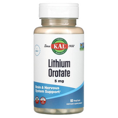 KAL, Оротат лития, 5 мг, 60 вегетарианских капсул (CAL-38038), фото