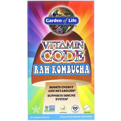 Garden of Life, Vitamin Code, необроблений чайний гриб, 60 веганських капсул (GOL-11393), фото