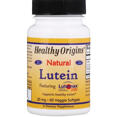 Healthy Origins, Лютеин натуральный, 20 мг, 60 вегетарианских капсул (HOG-28995), фото