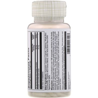 Solaray, цинк, 50 мг, 100 растительных капсул (SOR-04710), фото