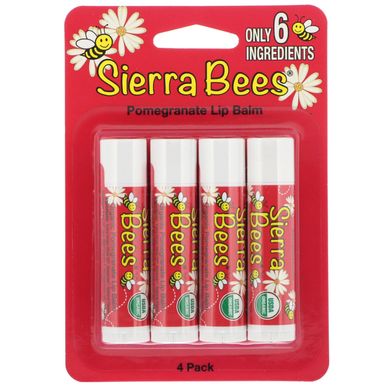 Органический бальзам для губ Sierra Bees, гранат, 4 в упаковке (MBE-01141), фото