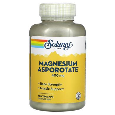 Solaray, Аспартат магнію, 400 мг, 180 рослинних капсул (SOR-13223), фото