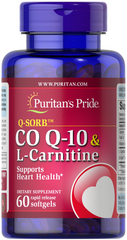 Коензим Q-10 + L-карнітин, Q-SORB ™ Co Q-10 30 mg plus L-Carnitine, Puritan's Pride, 250 мг, 60 капсул (PTP-51067), фото