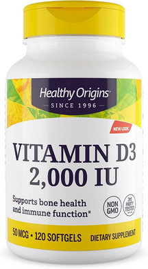 Healthy Origins, Вітамін D3, 2,000 МО, 120 гелевих капсул (HOG-15374), фото
