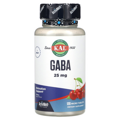 ГАМК (гамма-аминомасляная кислота), GABA, KAL, вишня, 25 мг, 120 таблеток (CAL-87768), фото