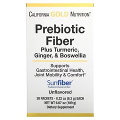 California Gold Nutrition, пребіотична клітковина з куркумою, імбиром та босвелією, 30 пакетиків по 6,3 г кожен (CGN-02013), фото