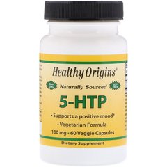 Healthy Origins, 5-гідрокситриптофан, 100 мг, 60 рослинних капсул (HOG-35081), фото