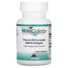 Nutricology, Вітамін D3, 5000 МО, 60 м'яких пігулок (ARG-57261), фото