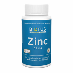Цинк, Zinc, Biotus, 35 мг, 100 капсул (BIO-530142), фото