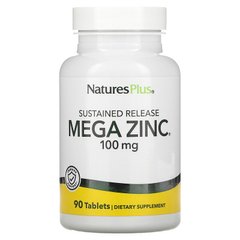 Nature's Plus, Mega Zinc, тривале вивільнення, 100 мг, 90 таблеток (NAP-03660), фото