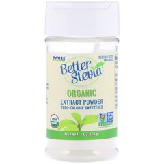 Стевія (екстракт), Better Stevia, Now Foods, органік, 28 г, (NOW-06960), фото