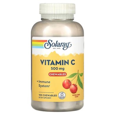 Витамин С жевательный, Vitamin C Chewable, Solaray, 500 мг, 100 жевательных конфет (SOR-04490), фото