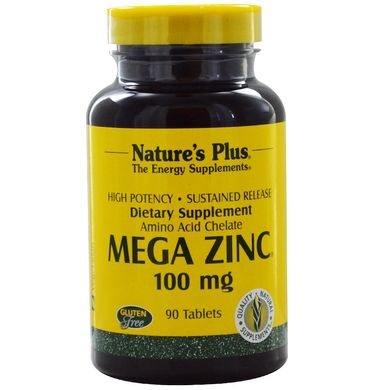 Nature's Plus, Mega Zinc, тривале вивільнення, 100 мг, 90 таблеток (NAP-03660), фото