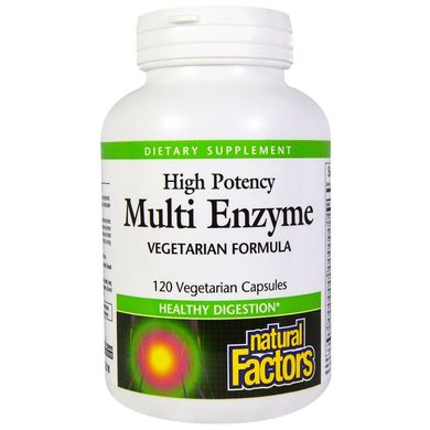 Мульти Энзимы, Multi Enzyme High Potency, Natural Factors, 120 капсул (NFS-01746), фото