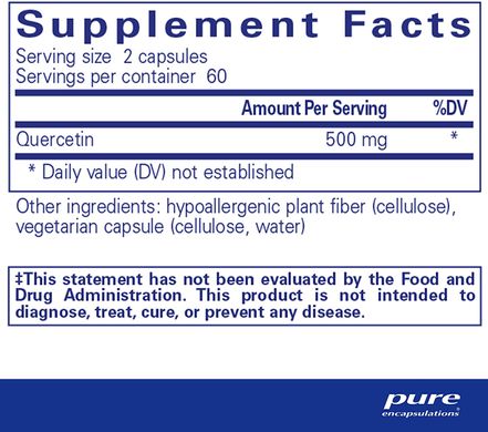 Pure Encapsulations, Кверцетин, 500 мг, 60 капсул (PE-00230), фото