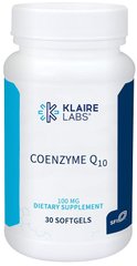 Коэнзим Q10 (убихинон), Coenzyme Q10, Klaire Labs, 100 мг, 30 гелевых капсул (KLL-02003), фото