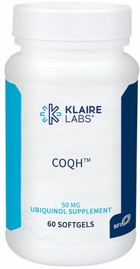 Убіхінол CoQH, Ubiquinol, Klaire Labs, 50 мг, 60 гелевих капсул (KLL-00126), фото