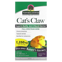 Nature's Answer, кошачий коготь, 1350 мг, 90 вегетарианских капсул (NTA-16146), фото