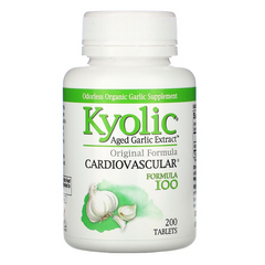 Kyolic, Экстракт выдержанного чеснока, для сердечно-сосудистой системы, формула 100, 200 таблеток (WAK-10032), фото