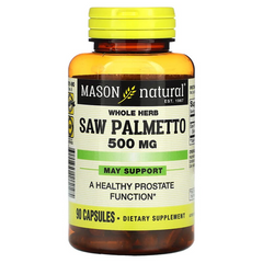 Mason Natural, Со Пальметто, здоров'я простати, 500 мг, 90 капсул (MAV-11519), фото