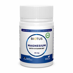 Магній і вітамін В6, Magnesium with Vitamin B6, Biotus, 60 таблеток (BIO-530203), фото