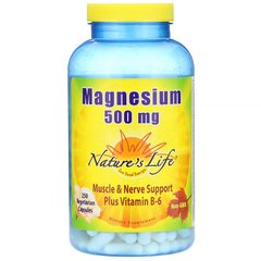Nature's Life, магний + B6, 500 мг, 250 вегетарианских капсул (NLI-00438), фото