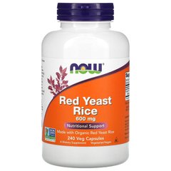 Now Foods, червоний ферментований рис, 600 мг, 240 вегетаріанських капсул (NOW-03499), фото